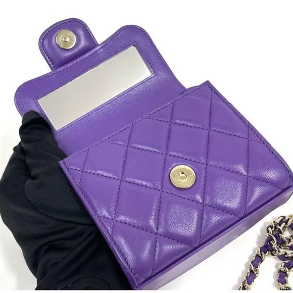 NEW💜💜Chanel Quilted Lambskin Clutch Crossbody Bag - Picture 4 of 4